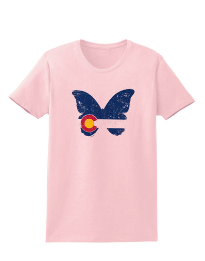 Grunge Colorado Butterfly Flag Womens T-Shirt-Womens T-Shirt-TooLoud-PalePink-X-Small-Davson Sales