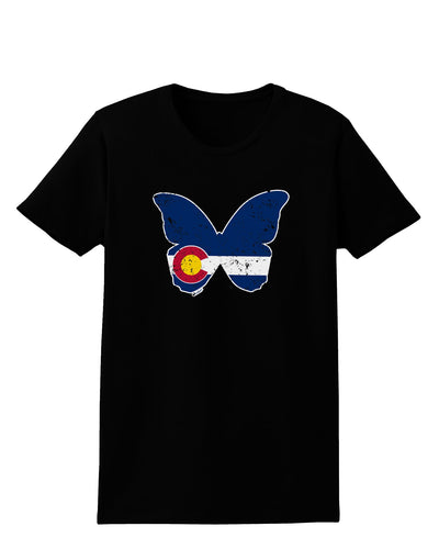 Grunge Colorado Butterfly Flag Womens T-Shirt-Womens T-Shirt-TooLoud-Black-X-Small-Davson Sales