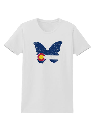 Grunge Colorado Butterfly Flag Womens T-Shirt-Womens T-Shirt-TooLoud-White-X-Small-Davson Sales