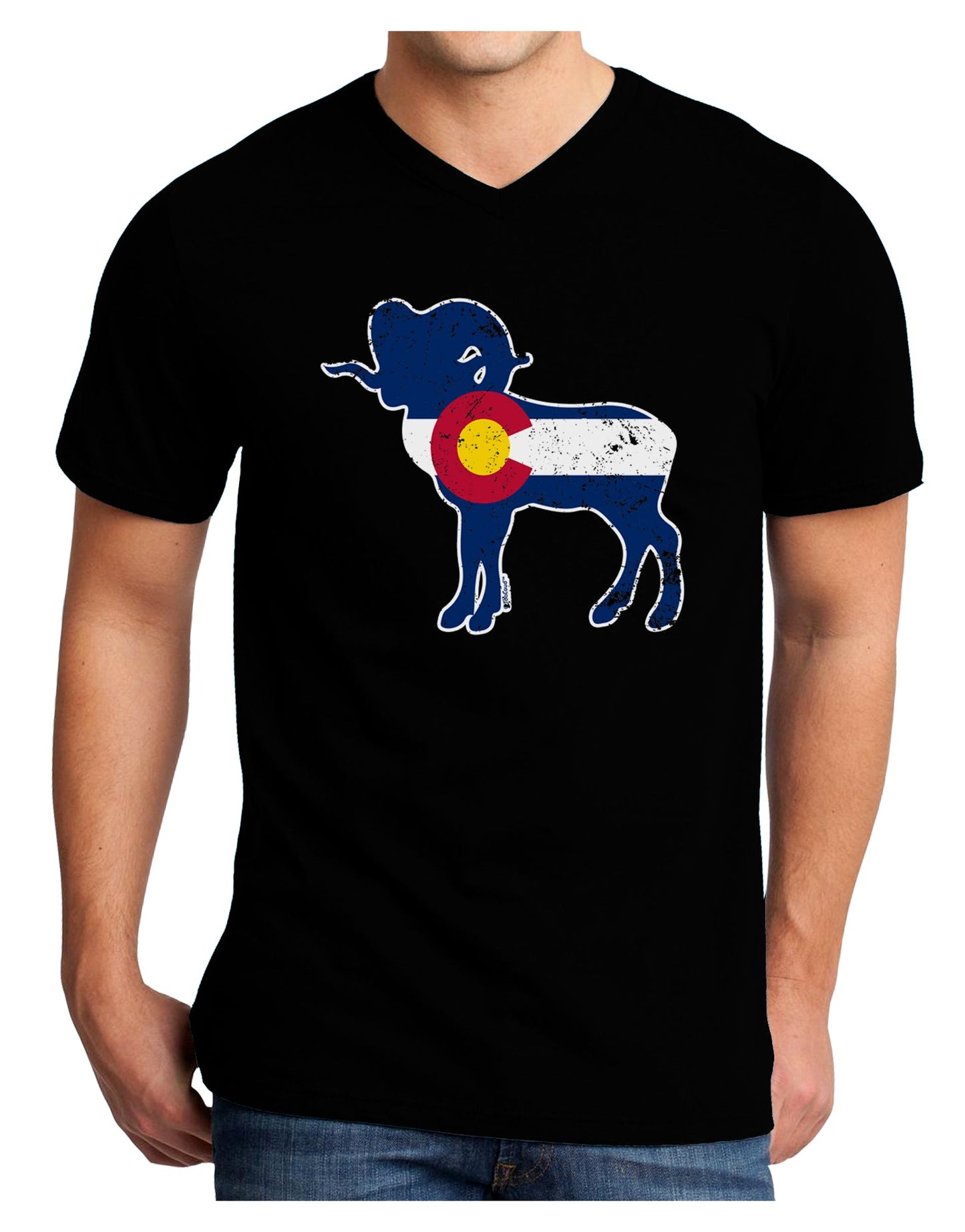 Grunge Colorado Emblem Flag Adult V-Neck T-shirt-Mens T-Shirt-TooLoud-Black-Small-Davson Sales