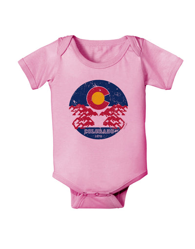 Grunge Colorado Emblem Flag Baby Romper Bodysuit-Baby Romper-TooLoud-Pink-06-Months-Davson Sales