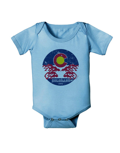 Grunge Colorado Emblem Flag Baby Romper Bodysuit-Baby Romper-TooLoud-LightBlue-06-Months-Davson Sales