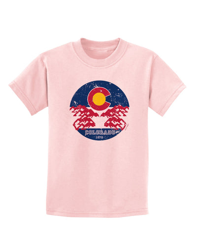 Grunge Colorado Emblem Flag Childrens T-Shirt-Childrens T-Shirt-TooLoud-PalePink-X-Small-Davson Sales