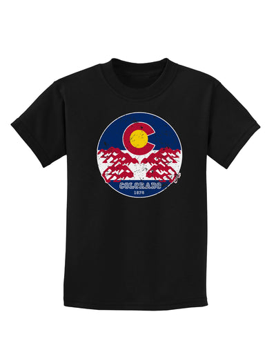 Grunge Colorado Emblem Flag Childrens T-Shirt-Childrens T-Shirt-TooLoud-Black-X-Small-Davson Sales