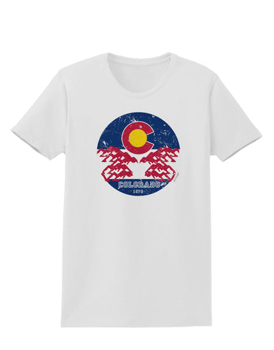 Grunge Colorado Emblem Flag Womens T-Shirt-Womens T-Shirt-TooLoud-White-X-Small-Davson Sales