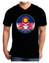 Grunge Colorado Rocky Mountain Bighorn Sheep Flag Adult V-Neck T-shirt-Mens T-Shirt-TooLoud-Black-Small-Davson Sales