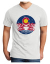 Grunge Colorado Rocky Mountain Bighorn Sheep Flag Adult V-Neck T-shirt-Mens T-Shirt-TooLoud-White-Small-Davson Sales