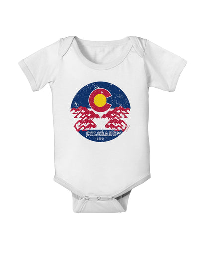 Grunge Colorado Rocky Mountain Bighorn Sheep Flag Baby Romper Bodysuit-Baby Romper-TooLoud-White-06-Months-Davson Sales