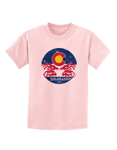 Grunge Colorado Rocky Mountain Bighorn Sheep Flag Childrens T-Shirt-Childrens T-Shirt-TooLoud-PalePink-X-Small-Davson Sales