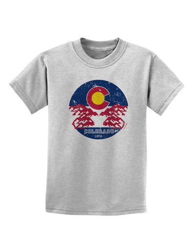 Grunge Colorado Rocky Mountain Bighorn Sheep Flag Childrens T-Shirt-Childrens T-Shirt-TooLoud-AshGray-X-Small-Davson Sales