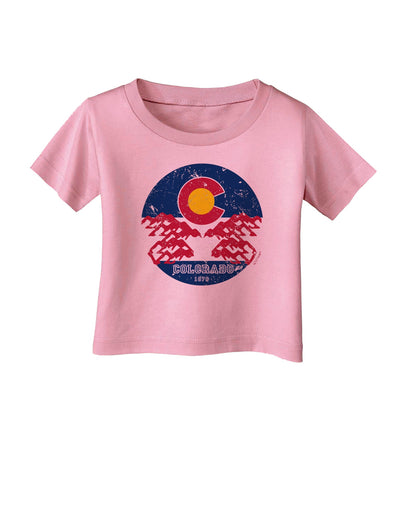 Grunge Colorado Rocky Mountain Bighorn Sheep Flag Infant T-Shirt-Infant T-Shirt-TooLoud-Candy-Pink-06-Months-Davson Sales