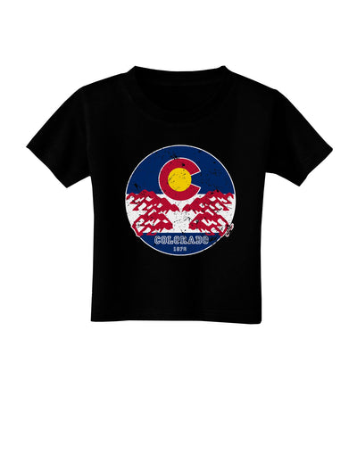 Grunge Colorado Rocky Mountain Bighorn Sheep Flag Toddler T-Shirt-Toddler T-shirt-TooLoud-Black-2T-Davson Sales