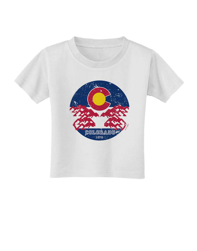 Grunge Colorado Rocky Mountain Bighorn Sheep Flag Toddler T-Shirt-Toddler T-shirt-TooLoud-White-2T-Davson Sales