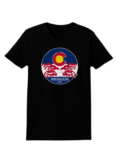 Grunge Colorado Rocky Mountain Bighorn Sheep Flag Womens T-Shirt-Womens T-Shirt-TooLoud-Black-X-Small-Davson Sales