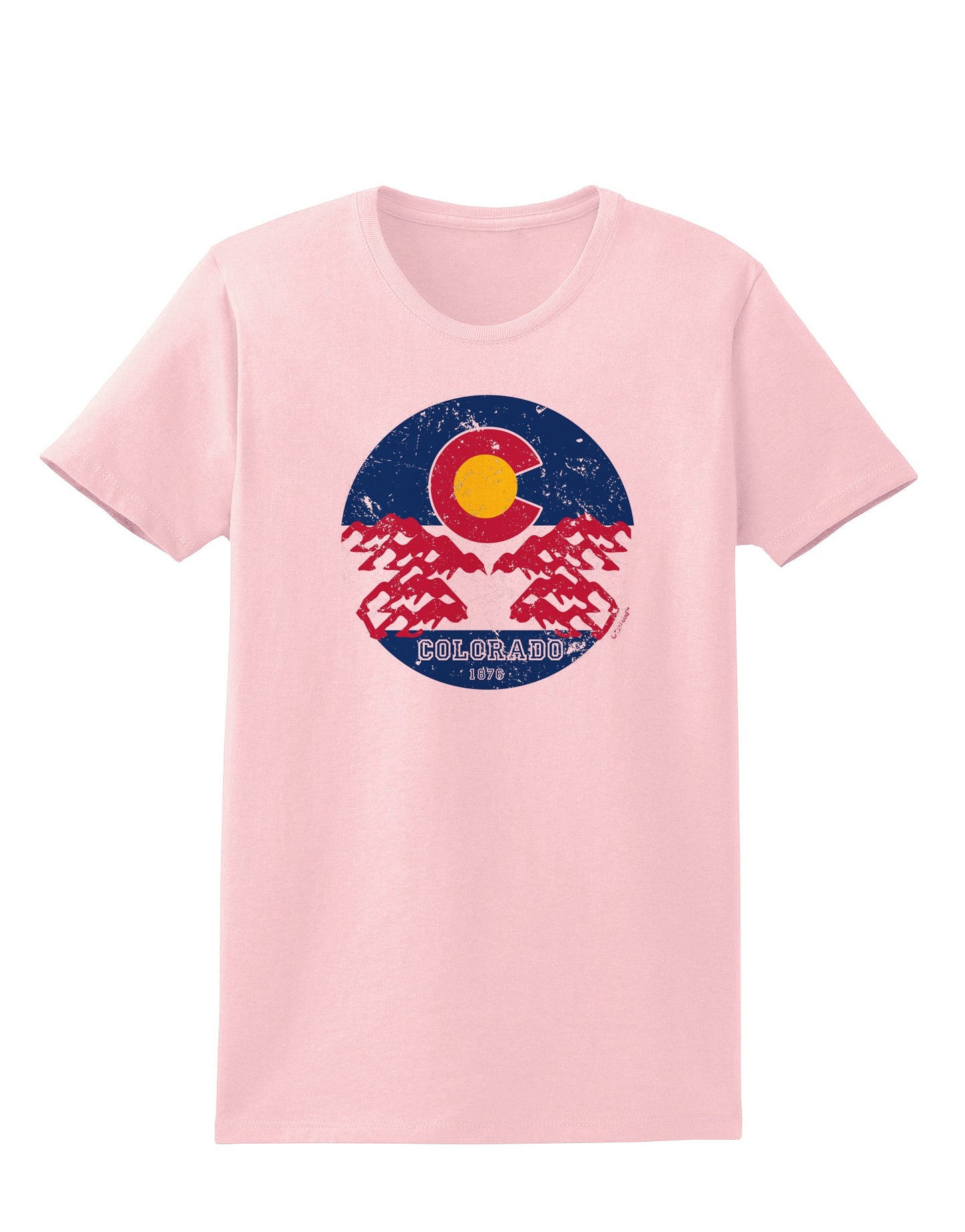 Grunge Colorodo Ram Flag Womens T-Shirt-Womens T-Shirt-TooLoud-PalePink-X-Small-Davson Sales