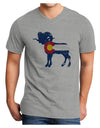 Grunge Rocky Mountain Bighorn Sheep Flag Adult V-Neck T-shirt-Mens T-Shirt-TooLoud-HeatherGray-Small-Davson Sales