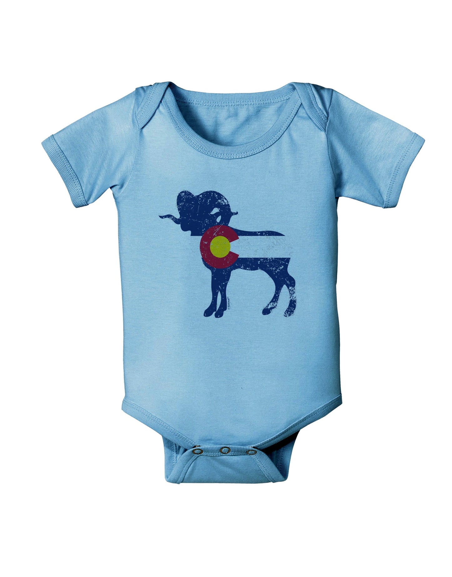Grunge Rocky Mountain Bighorn Sheep Flag Baby Romper Bodysuit-Baby Romper-TooLoud-LightBlue-06-Months-Davson Sales