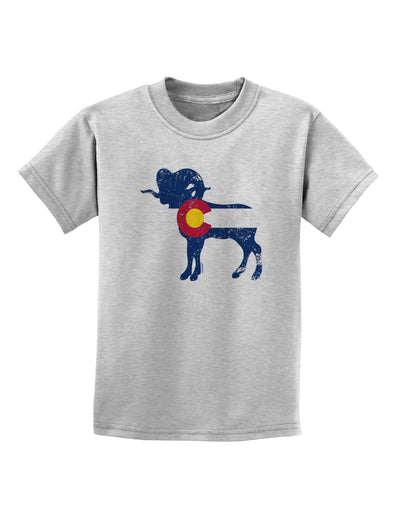 Grunge Rocky Mountain Bighorn Sheep Flag Childrens T-Shirt-Childrens T-Shirt-TooLoud-AshGray-X-Small-Davson Sales
