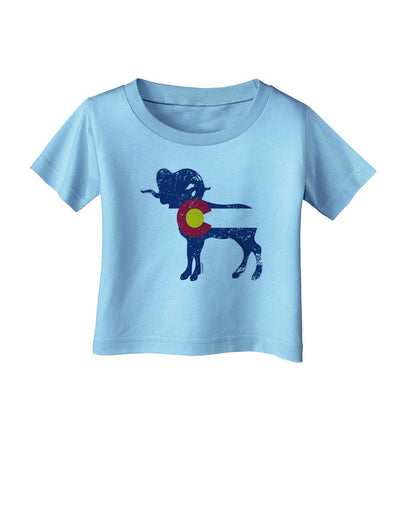 Grunge Rocky Mountain Bighorn Sheep Flag Infant T-Shirt-Infant T-Shirt-TooLoud-Aquatic-Blue-06-Months-Davson Sales