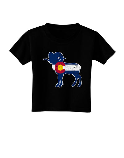 Grunge Rocky Mountain Bighorn Sheep Flag Toddler T-Shirt-Toddler T-shirt-TooLoud-Black-2T-Davson Sales