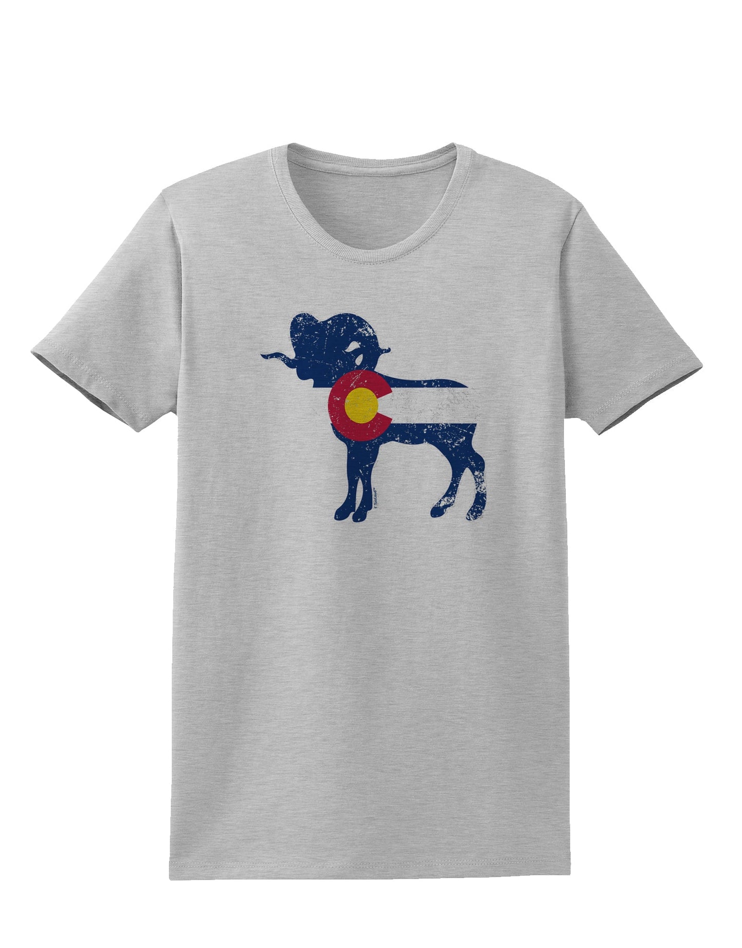 Grunge Rocky Mountain Bighorn Sheep Flag Womens T-Shirt-Womens T-Shirt-TooLoud-AshGray-X-Small-Davson Sales