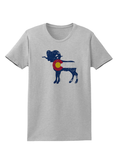 Grunge Rocky Mountain Bighorn Sheep Flag Womens T-Shirt-Womens T-Shirt-TooLoud-AshGray-X-Small-Davson Sales