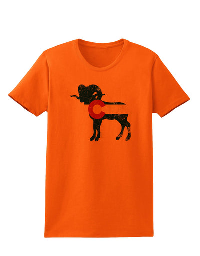 Grunge Rocky Mountain Bighorn Sheep Flag Womens T-Shirt-Womens T-Shirt-TooLoud-Orange-Small-Davson Sales