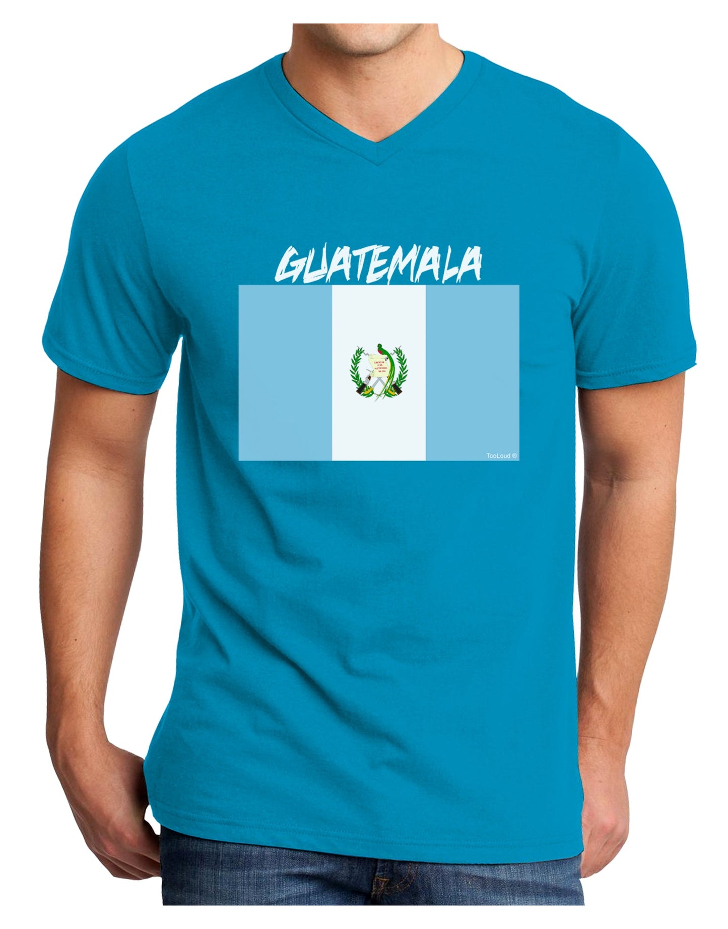 Guatamelan Flag Design Adult Dark V-Neck T-Shirt by TooLoud-Mens V-Neck T-Shirt-TooLoud-Turquoise-Small-Davson Sales