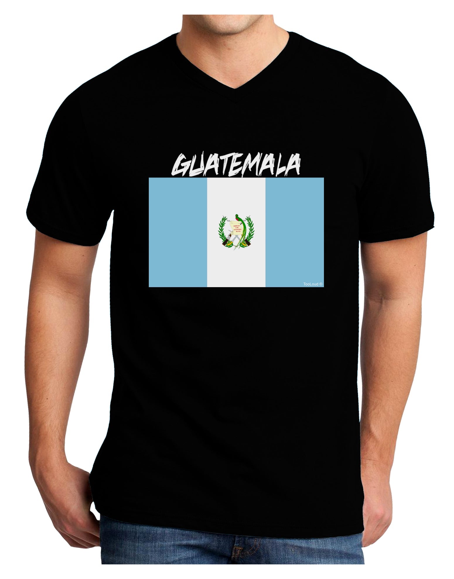Guatamelan Flag Design Adult Dark V-Neck T-Shirt by TooLoud-Mens V-Neck T-Shirt-TooLoud-Black-Small-Davson Sales