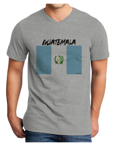 Guatamelan Flag Design Adult V-Neck T-shirt by TooLoud-Mens V-Neck T-Shirt-TooLoud-HeatherGray-Small-Davson Sales