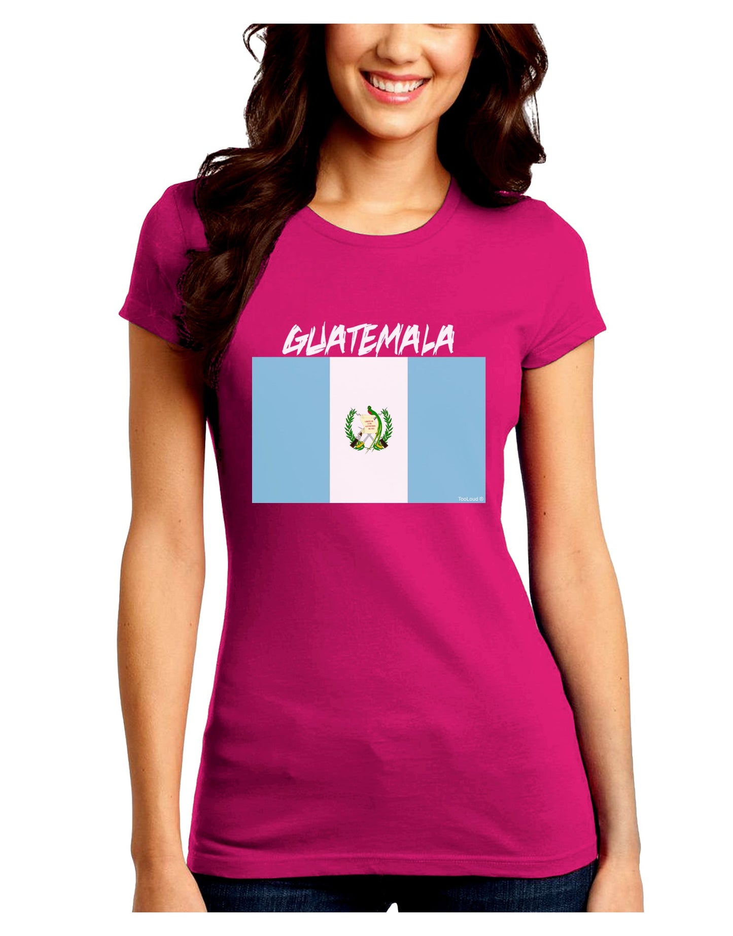 Guatamelan Flag Design Juniors Petite Crew Dark T-Shirt by TooLoud-T-Shirts Juniors Tops-TooLoud-Hot-Pink-Juniors Fitted Small-Davson Sales