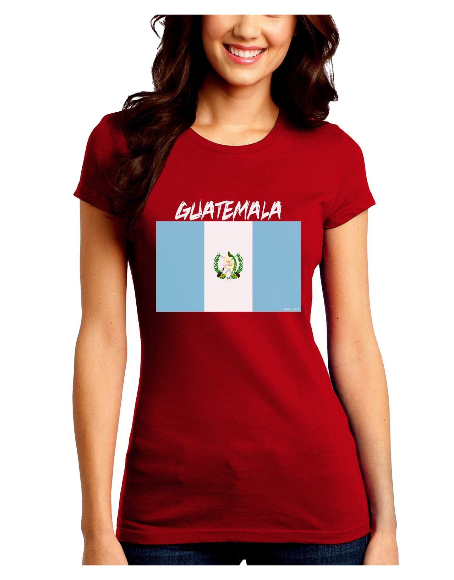 Guatamelan Flag Design Juniors Petite Crew Dark T-Shirt by TooLoud-T-Shirts Juniors Tops-TooLoud-Red-Juniors Fitted Small-Davson Sales