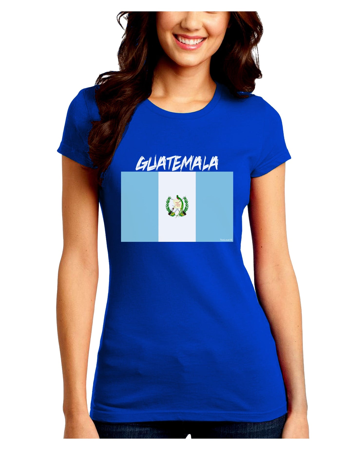 Guatamelan Flag Design Juniors Petite Crew Dark T-Shirt by TooLoud-T-Shirts Juniors Tops-TooLoud-Royal-Blue-Juniors Fitted Small-Davson Sales