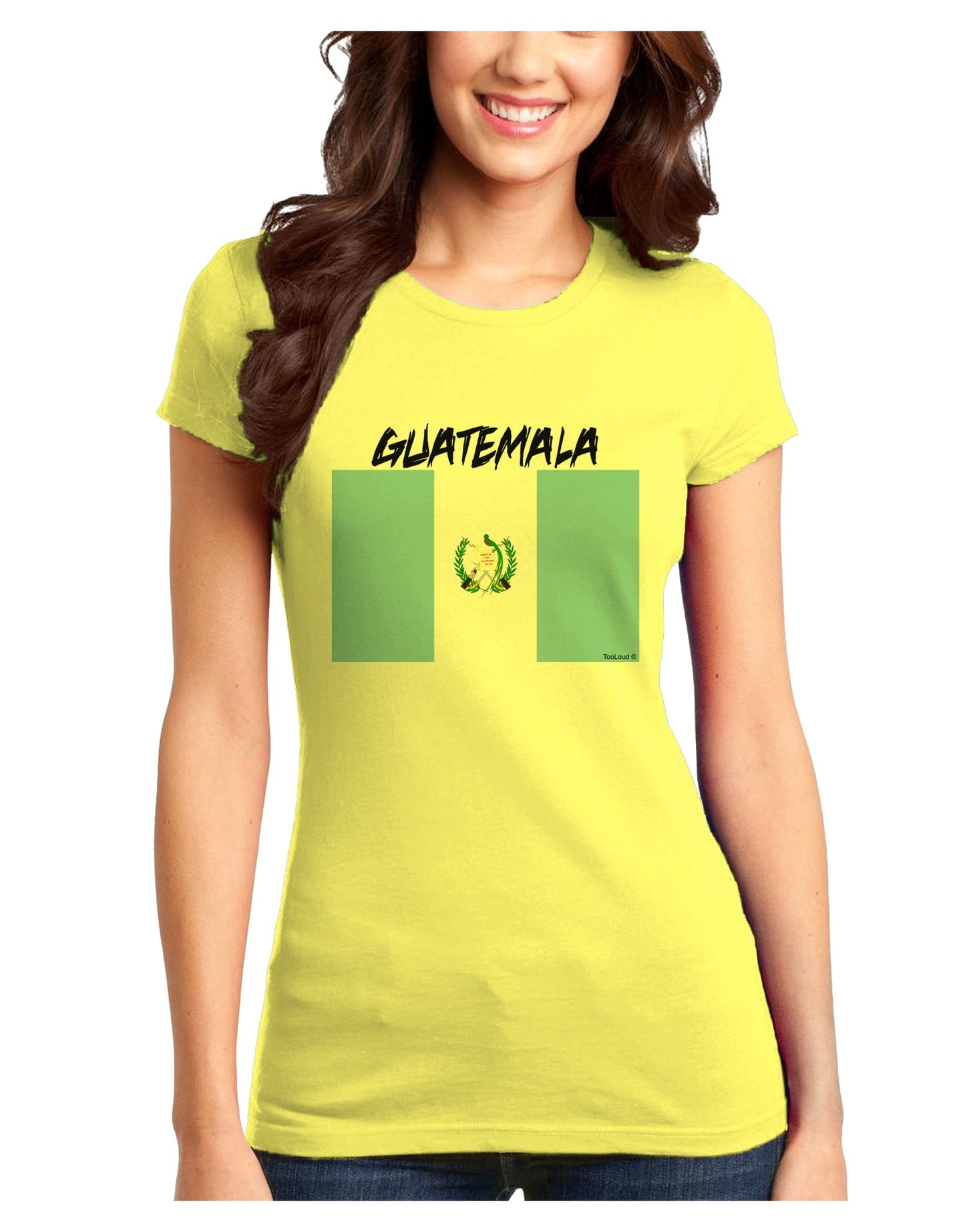 Guatamelan Flag Design Juniors Petite T-Shirt by TooLoud-T-Shirts Juniors Tops-TooLoud-Yellow-Juniors Fitted X-Small-Davson Sales