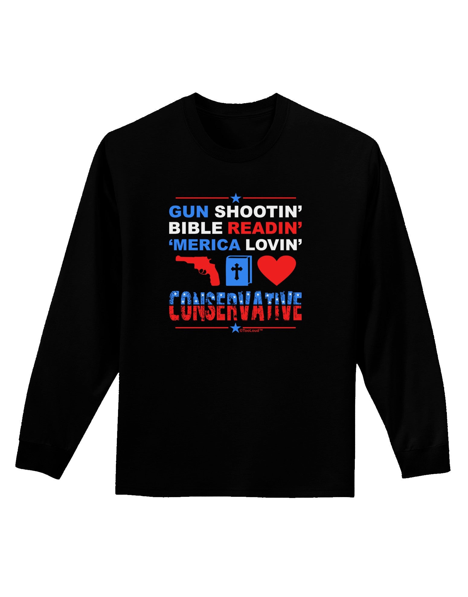 Gun Shootin' Conservative Adult Long Sleeve Dark T-Shirt-TooLoud-Black-Small-Davson Sales