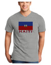 Haiti Flag Adult V-Neck T-shirt-Mens V-Neck T-Shirt-TooLoud-HeatherGray-Small-Davson Sales