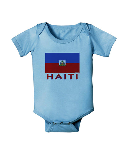 Haiti Flag Baby Romper Bodysuit-Baby Romper-TooLoud-LightBlue-06-Months-Davson Sales