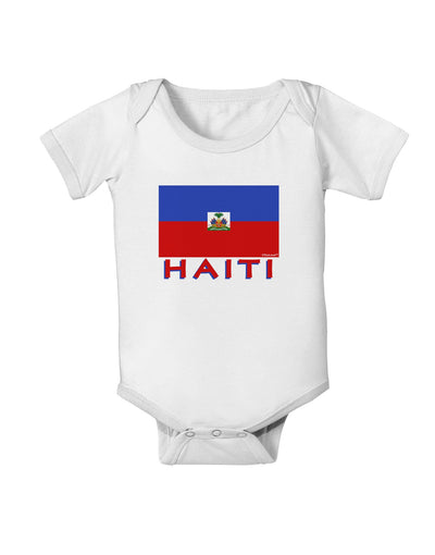 Haiti Flag Baby Romper Bodysuit-Baby Romper-TooLoud-White-06-Months-Davson Sales