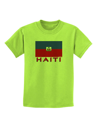 Haiti Flag Childrens T-Shirt-Childrens T-Shirt-TooLoud-Lime-Green-X-Small-Davson Sales