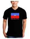 Haiti Flag Dark Adult Dark V-Neck T-Shirt-TooLoud-Black-Small-Davson Sales