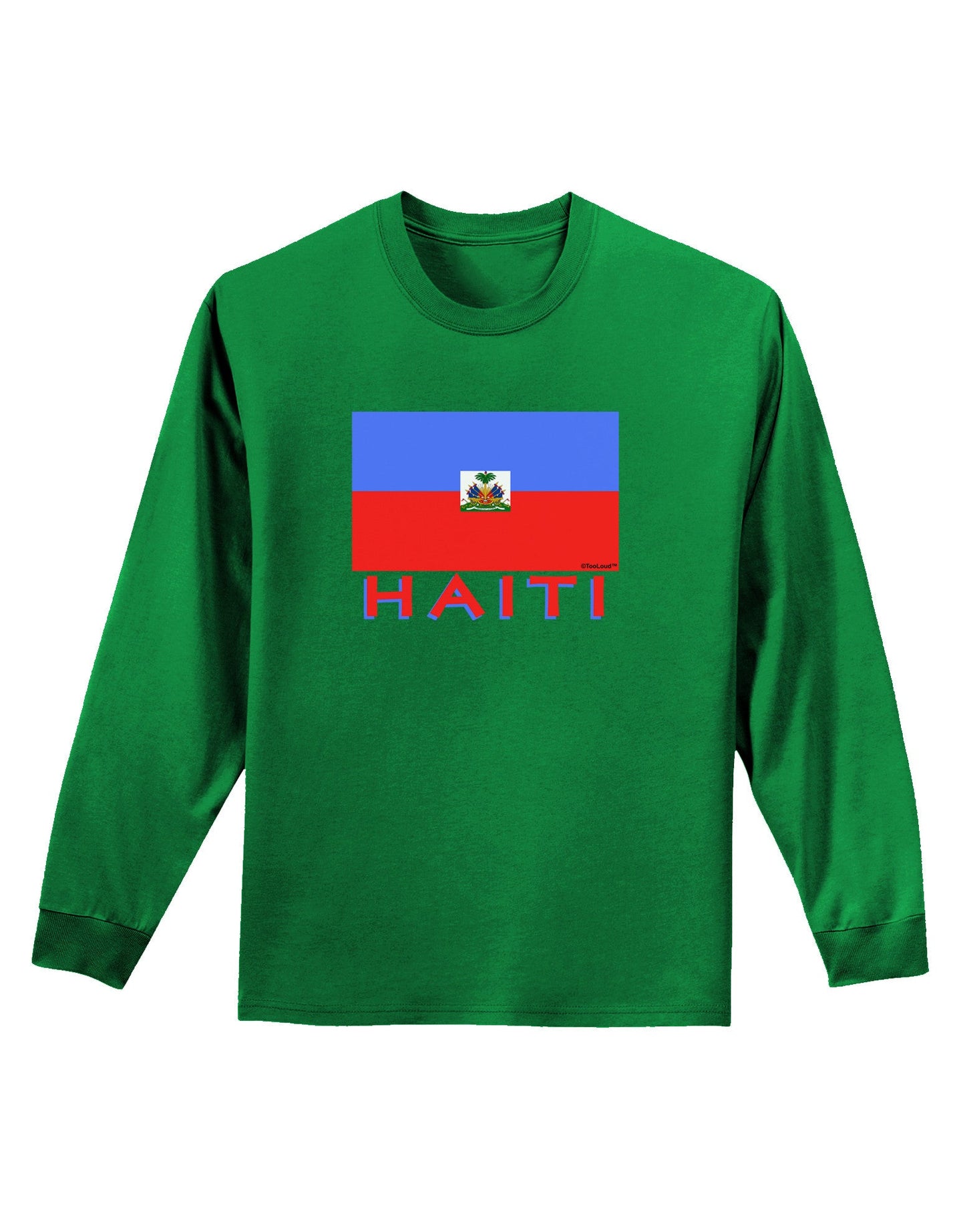 Haiti Flag Dark Adult Long Sleeve Dark T-Shirt-TooLoud-Kelly-Green-Small-Davson Sales