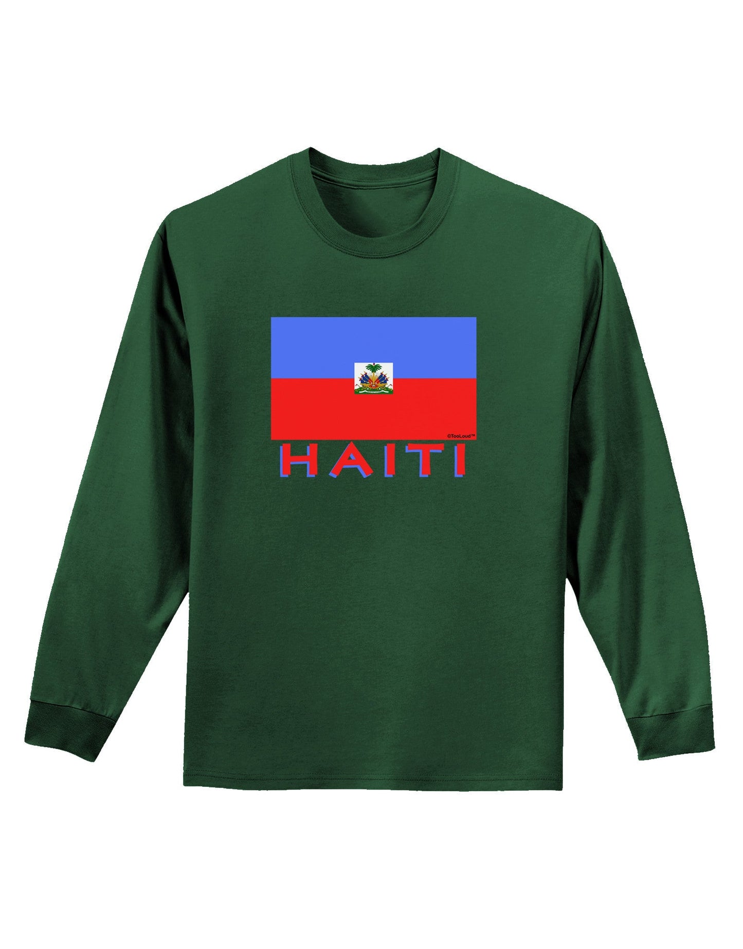 Haiti Flag Dark Adult Long Sleeve Dark T-Shirt-TooLoud-Dark-Green-Small-Davson Sales