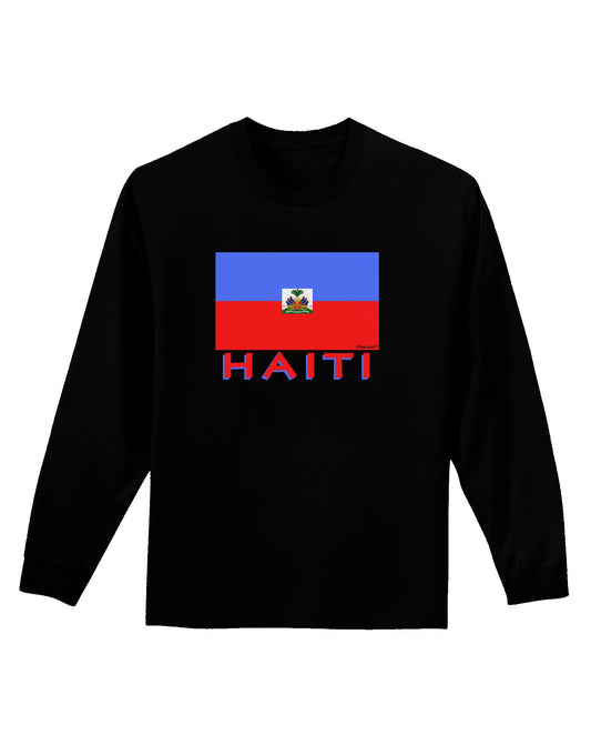 Haiti Flag Dark Adult Long Sleeve Dark T-Shirt-TooLoud-Black-Small-Davson Sales
