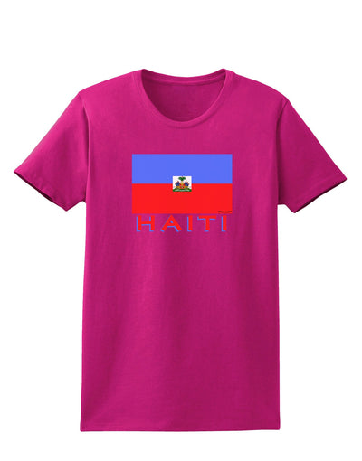 Haiti Flag Dark Womens Dark T-Shirt-TooLoud-Hot-Pink-Small-Davson Sales