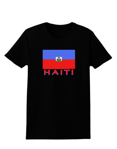 Haiti Flag Dark Womens Dark T-Shirt-TooLoud-Black-X-Small-Davson Sales