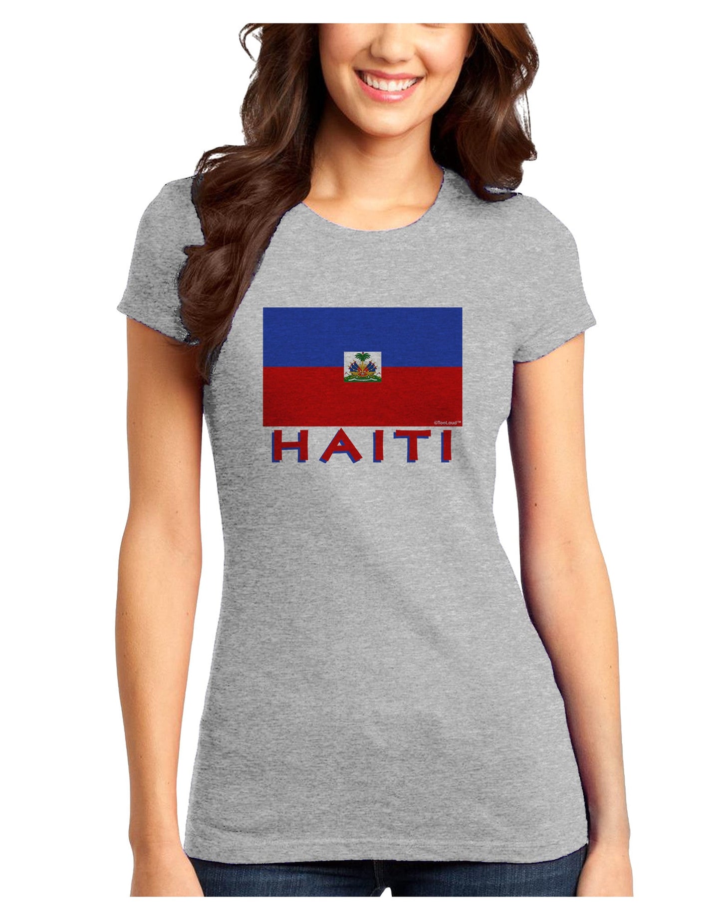 Haiti Flag Juniors Petite T-Shirt-T-Shirts Juniors Tops-TooLoud-Ash-Gray-Juniors Fitted X-Small-Davson Sales