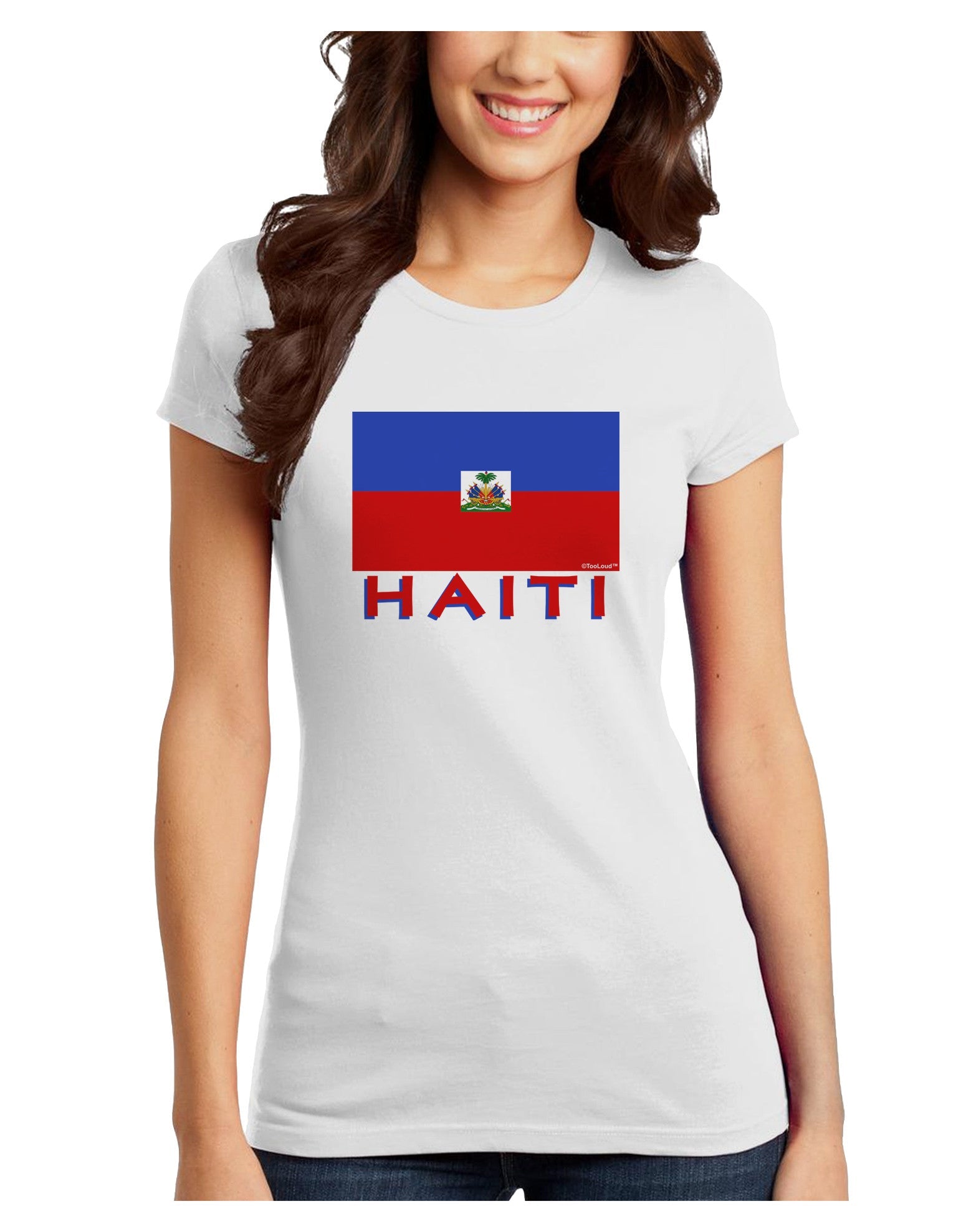 Haiti Flag Juniors Petite T-Shirt-T-Shirts Juniors Tops-TooLoud-White-Juniors Fitted X-Small-Davson Sales