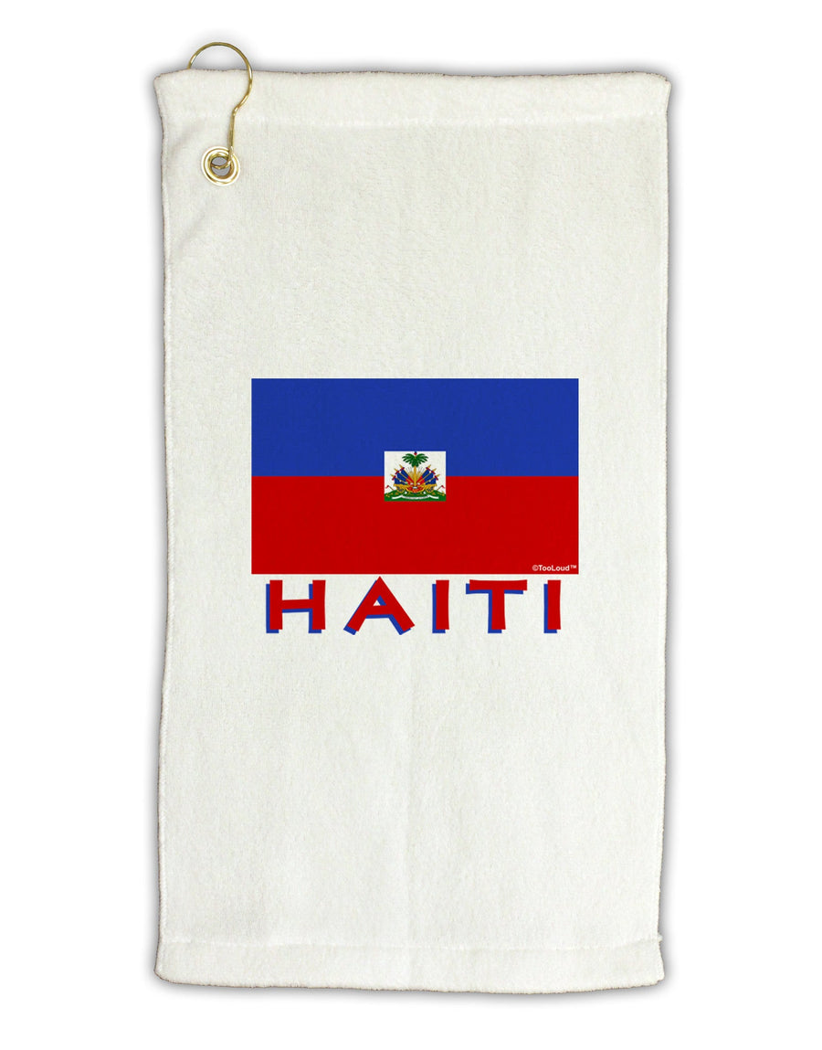 Haiti Flag Micro Terry Gromet Golf Towel 16 x 25 inch-Golf Towel-TooLoud-White-Davson Sales