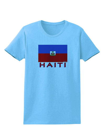 Haiti Flag Womens T-Shirt-Womens T-Shirt-TooLoud-Aquatic-Blue-X-Small-Davson Sales