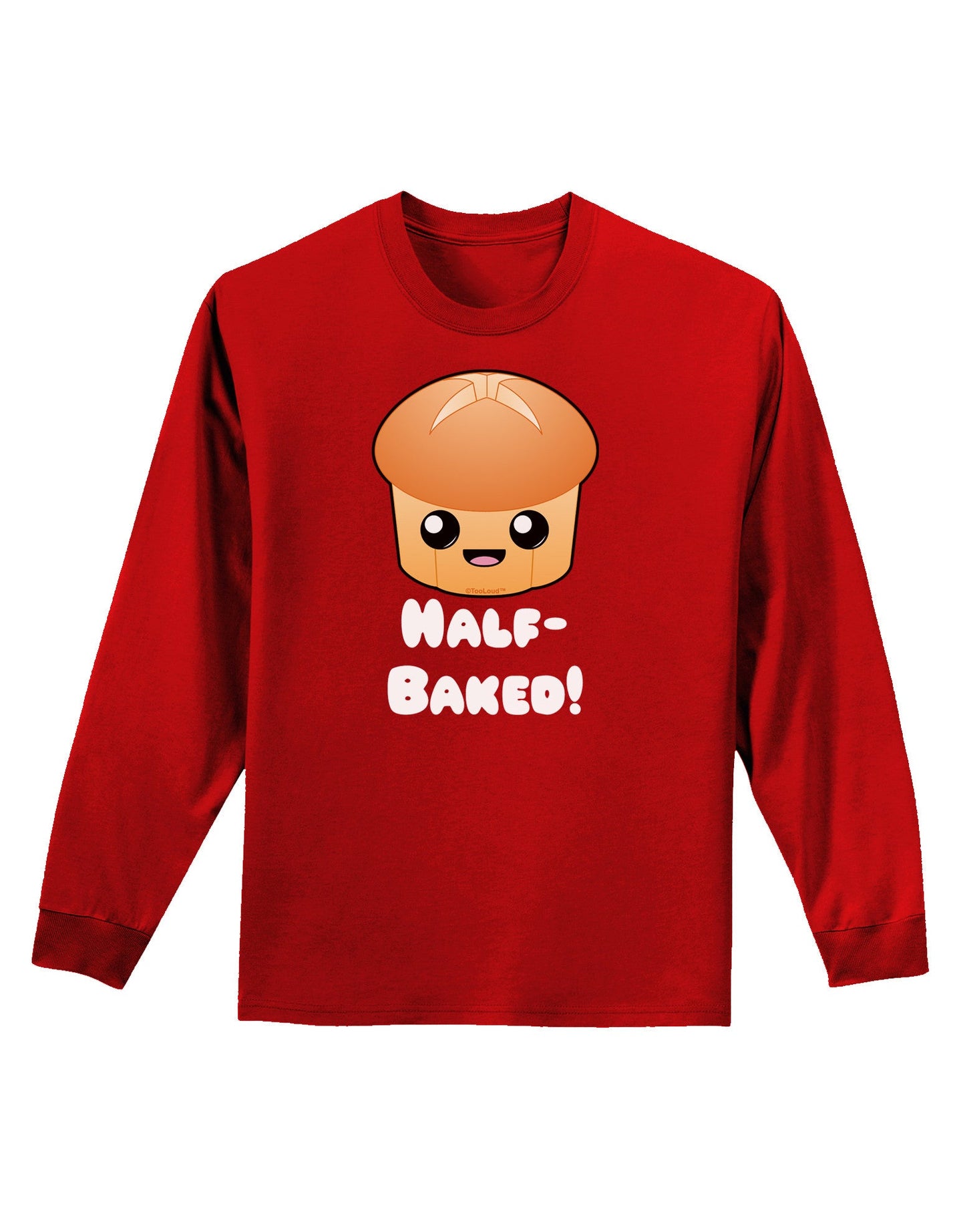 Half Baked Cute Roll Adult Long Sleeve Dark T-Shirt-TooLoud-Red-Small-Davson Sales